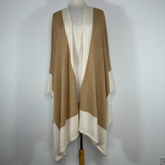 Lauren Ralph Lauren Cape / Shawl One Size Beige Cream Wool Blend Lagenlook - Picture 1 of 13